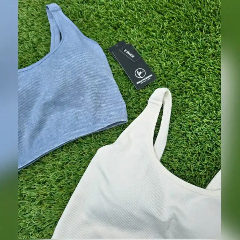 2-Pack Alamo Stonewash Ribbed Seamless Sports Bras 90 DEGREE BY