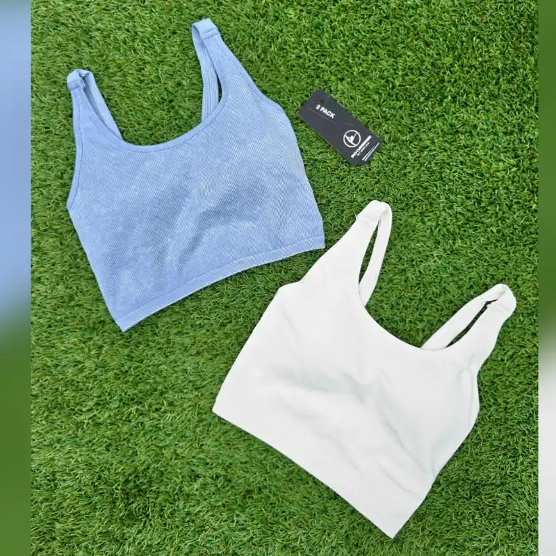 2-Pack Alamo Stonewash Ribbed Seamless Sports Bras 90 DEGREE BY