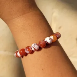 Pulsera elástica ágata roja