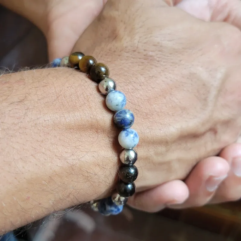 Pulsera sodalita y ojo de tigre