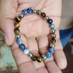 Pulsera sodalita y ojo de tigre