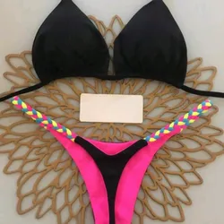Bikini negro y rosa
