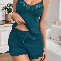 Conjunto 2 piezas de satín verde