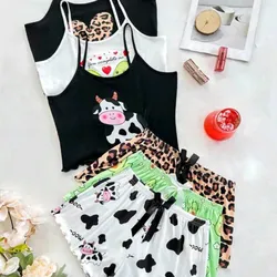 Conjunto pijama algodón detalle corazón-animal print 