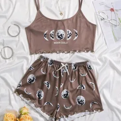 Conjunto pijama carmelita con lunas