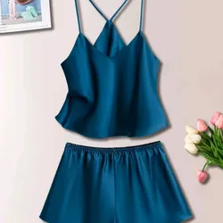 Pijama 2 piezas satin azul