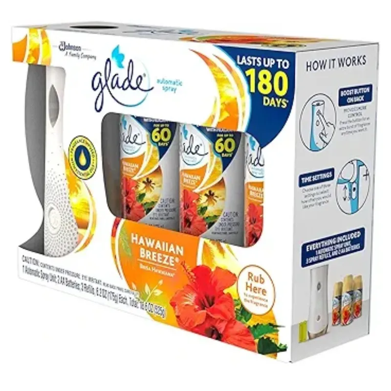 Glade - Ambientador automático en aerosol, 1 soporte + 3 repuestos - Hawaiian Breeze