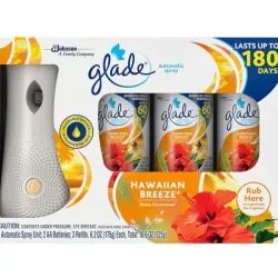 Glade - Ambientador automático en aerosol, 1 soporte + 3 repuestos - Hawaiian Breeze