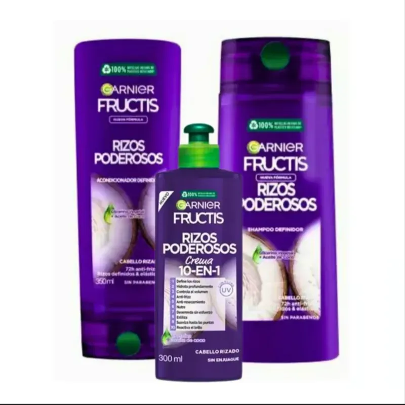 Set de shampo y acondicionador y crema para peinarGarnier fructis Control de Rizos 650ml