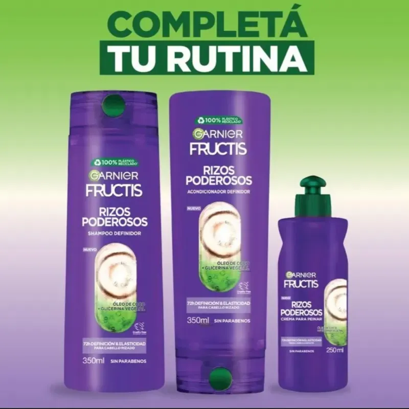 Set de shampo y acondicionador y crema para peinarGarnier fructis Control de Rizos 650ml