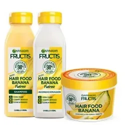 Set de shampoo, acondicionador y tratamiento fructis Hair Food Banana