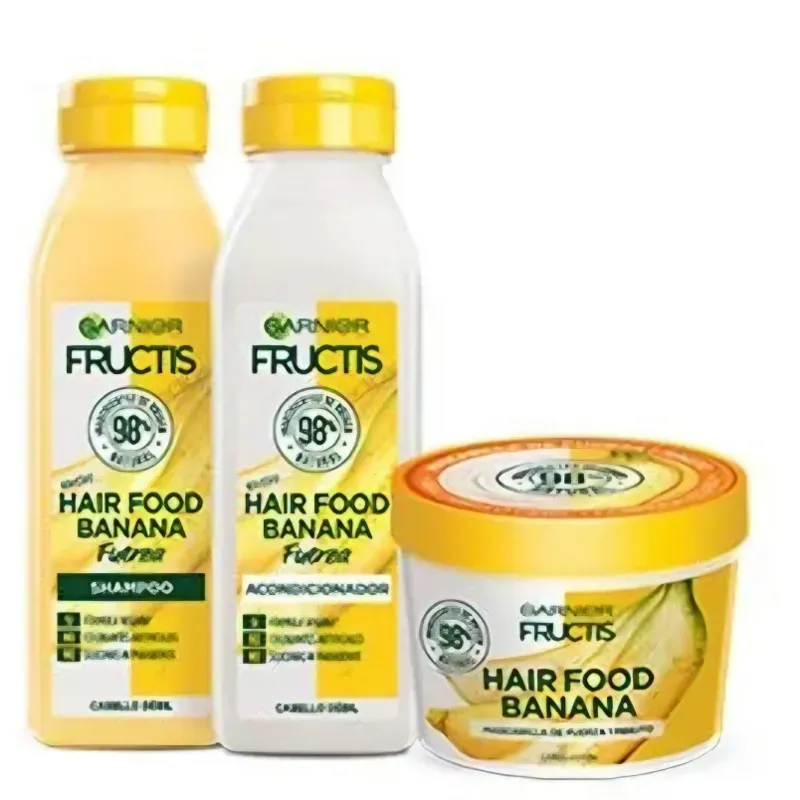 Set de shampoo, acondicionador y tratamiento fructis Hair Food Banana