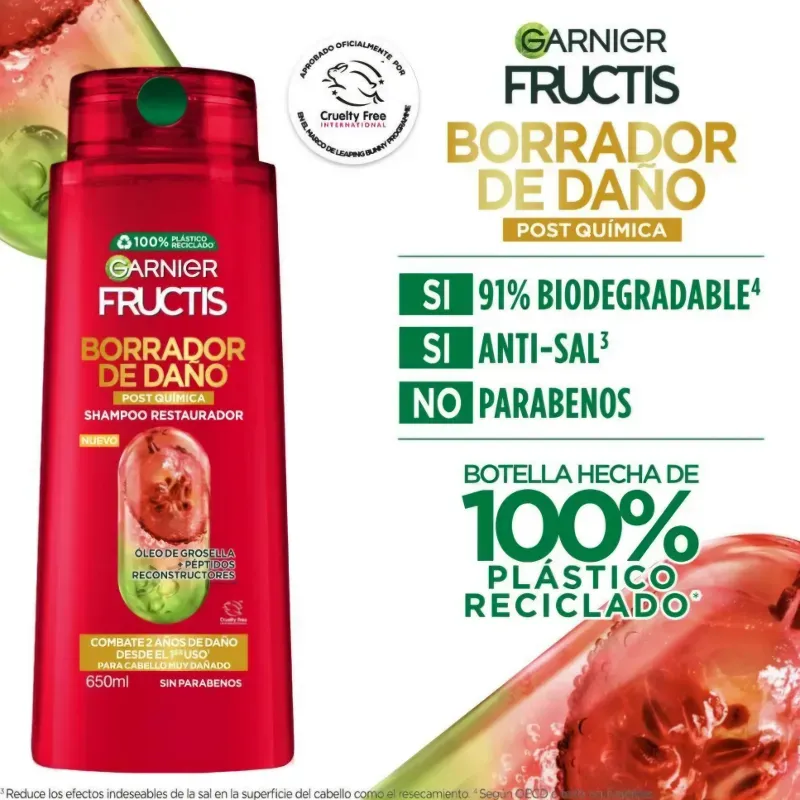 Set de shampoo y acondicionador de Garnier fructis  Borrador de Daño 650ML
