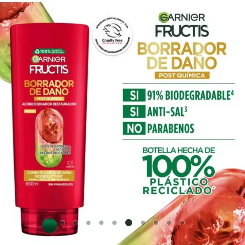 Set de shampoo y acondicionador de Garnier fructis  Borrador de Daño 650ML