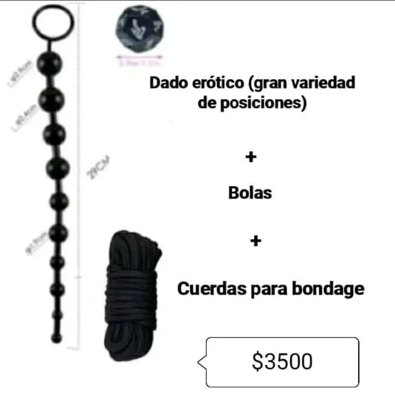 Dados eróticos + bolas + cuerdas de bodage