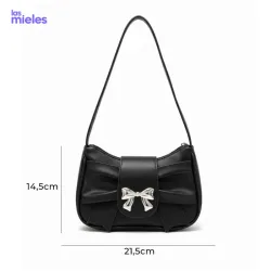 Bolso de hombro de piel plegable con lazo de metal