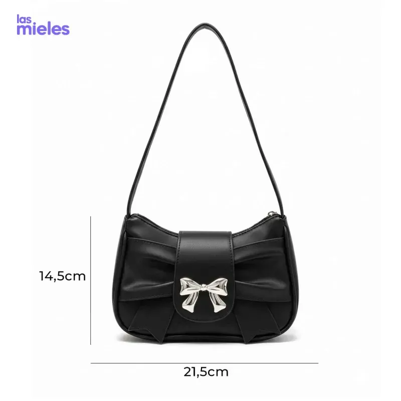 Bolso de hombro de piel plegable con lazo de metal