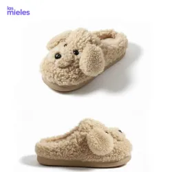 Pantuflas de peluche de perro carmelita