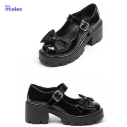 Zapatos de plataforma gruesa con lazo y hebilla