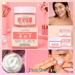 *Crema Facial 4 en 1 de Ácido Hialurónico, Niacinamida, Vitamina E y Vitamina C