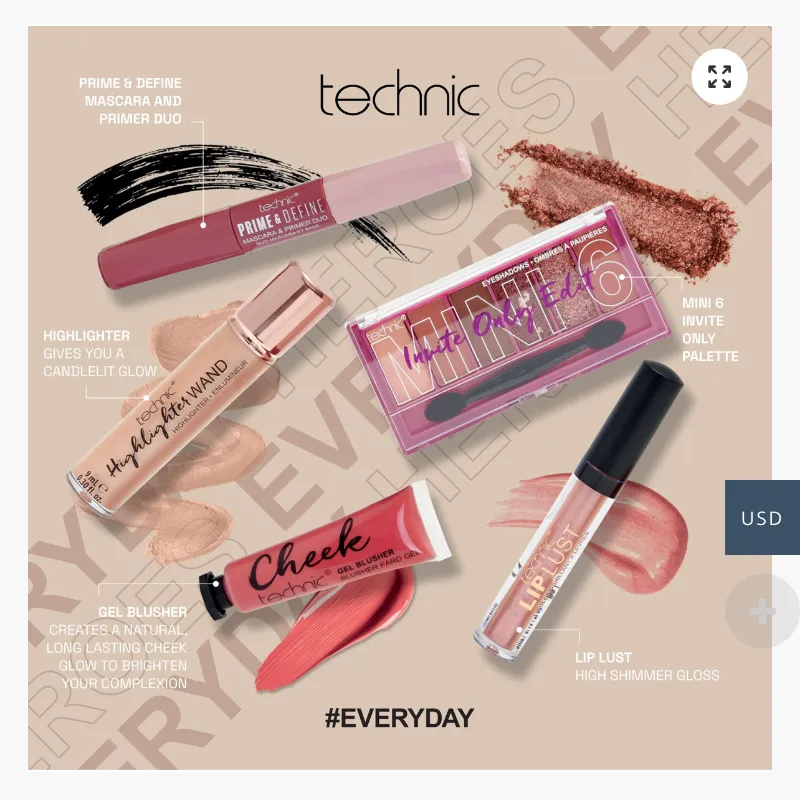 Set de maquillaje tecnhic de 5 piezas🖤✨