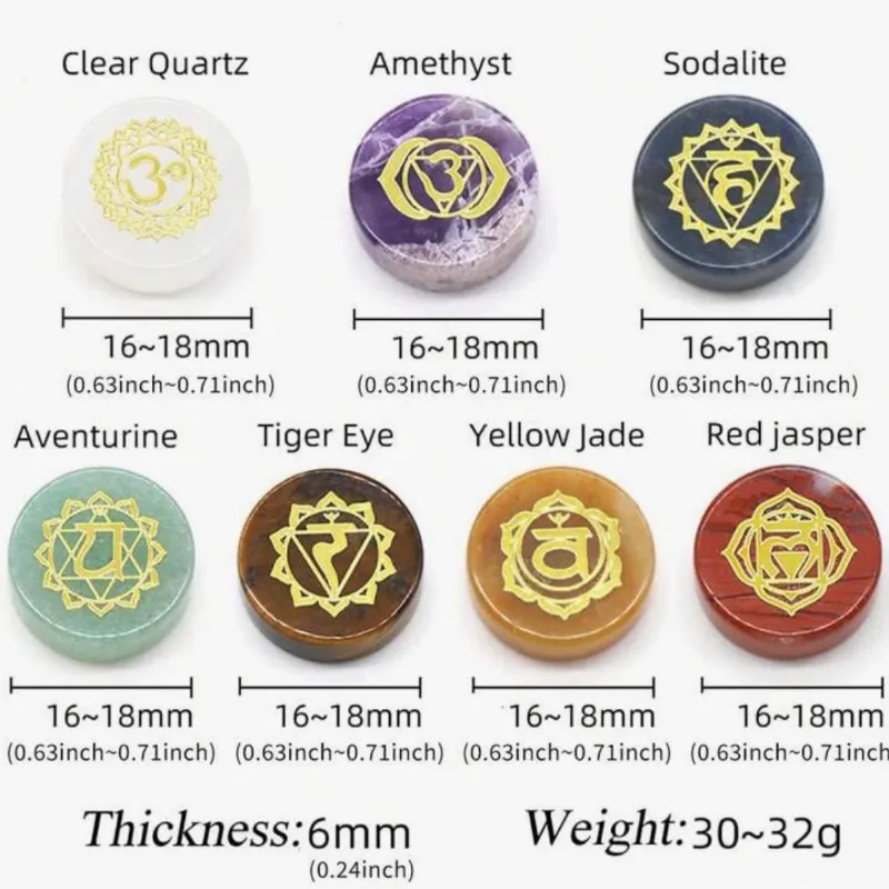 Juego de 7 cuarzos para cada Chakra