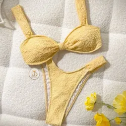 biquini amarillo de encaje
