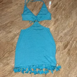 vestido tejido azul