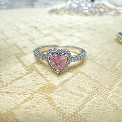 Anillo corazón rosado 