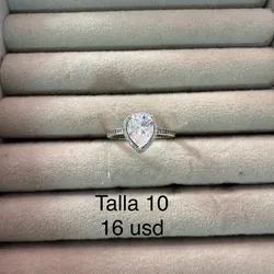 Anillo Pandora piedra gota talla 10