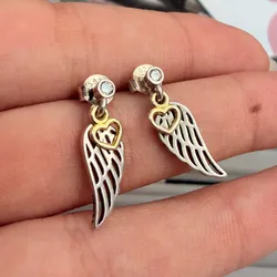 Aretes alas de ángel colgantes