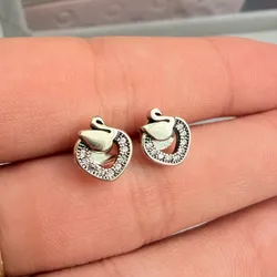 Aretes corazón con cisne 🦢