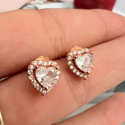 Aretes corazón en oro rosa