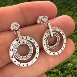 Aretes doble aro colgantes