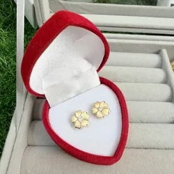 Aretes flor con piedra de oro 10 k