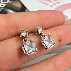 Aretes piedra cuadrada colgantes