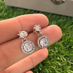 Aretes piedra redonda colgante 
