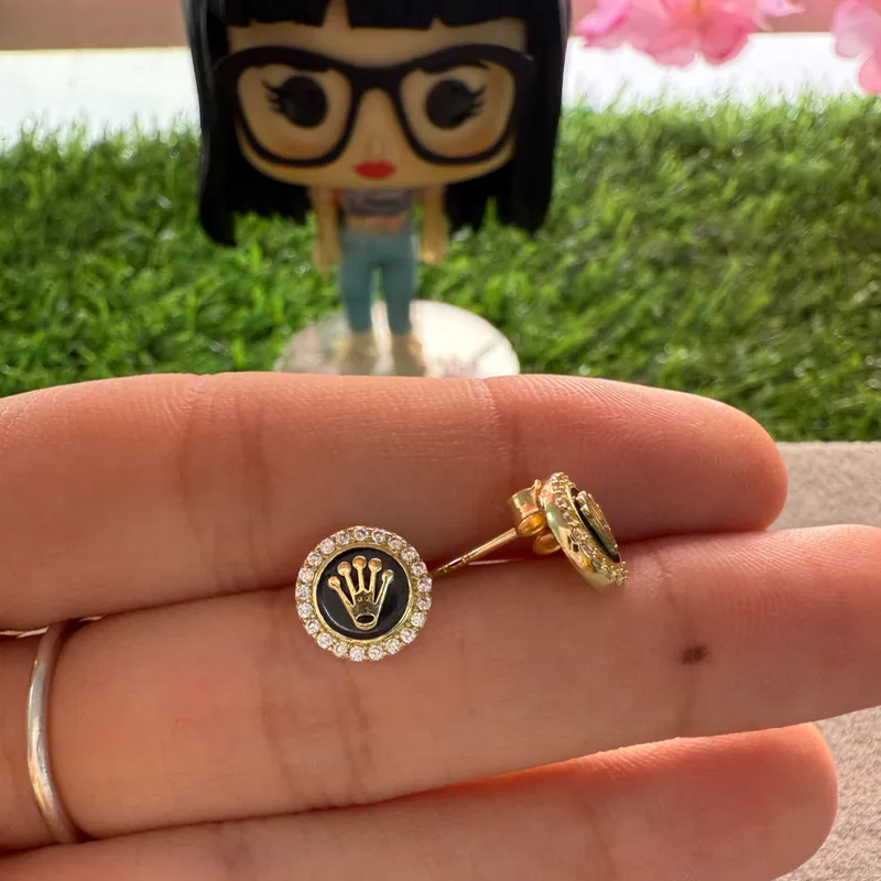 Aretes Rolex oro 10 k 