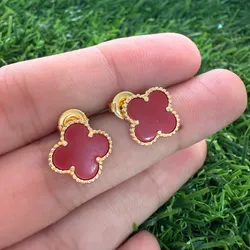 Aretes van Cleef rojos de plata con baño de oro