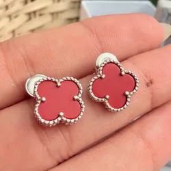 Aretes van Cleef rojos grandes
