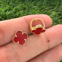 Argolla van Cleef roja plata con baño de oro