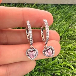 Argollas corazón rosa 