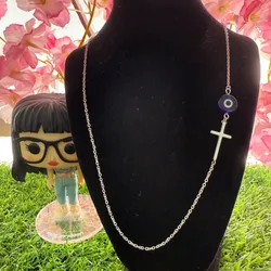 Cadena ojo turco y cruz