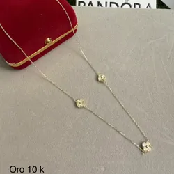 Cadena Van Cleef 3 flores doradas oro 10 k