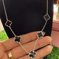 Cadena van Cleef de 5 flores negras 