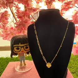 Cadena van Cleef de flor dorada oro 10 kilates 