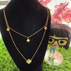 Cadena van Cleef doble de 4 flores plata con baño de oro 