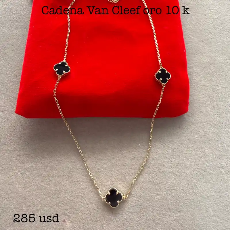 Cadena Van Cleef negra de oro 10 k