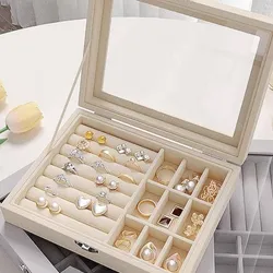 Cofre tapa de cristal blanco hueso