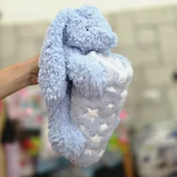 Colchita con peluche de apego (conejo azul)